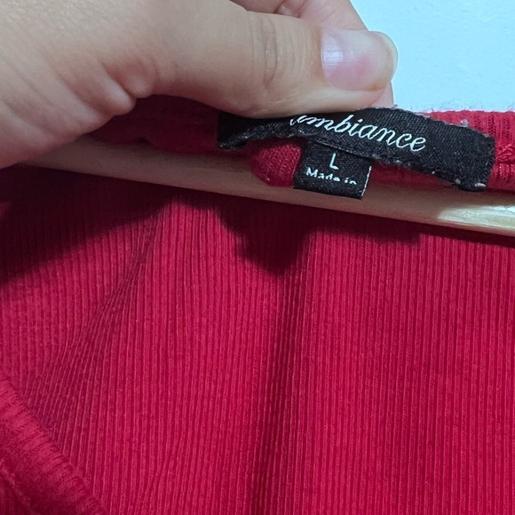 Ambiance Red Buttoned Tie Front Blouse - Picture 5 of 5